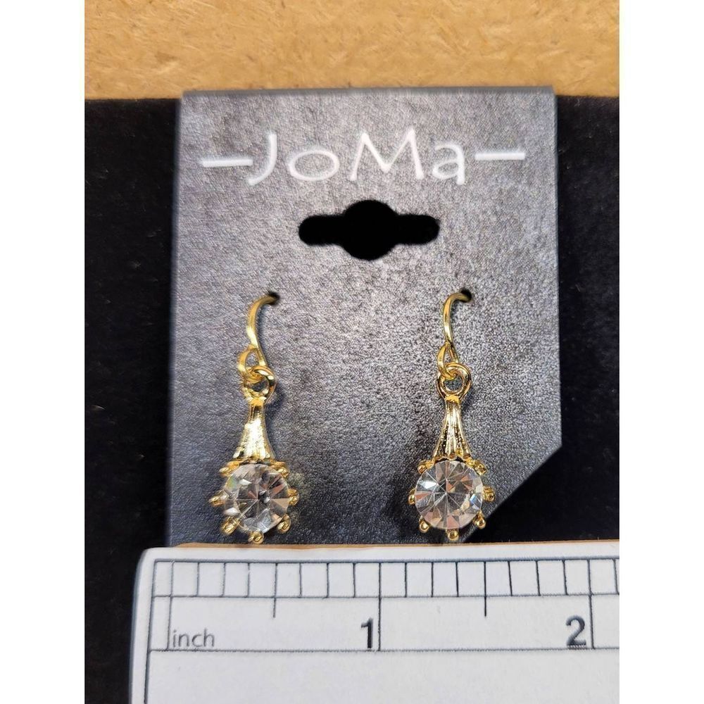 (3 for $15) Joma Goldtone Teardrop Australian Crystals Earrings- NEW - Picture 2 of 4